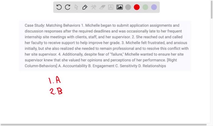 Case study matching behaviors michelle answers